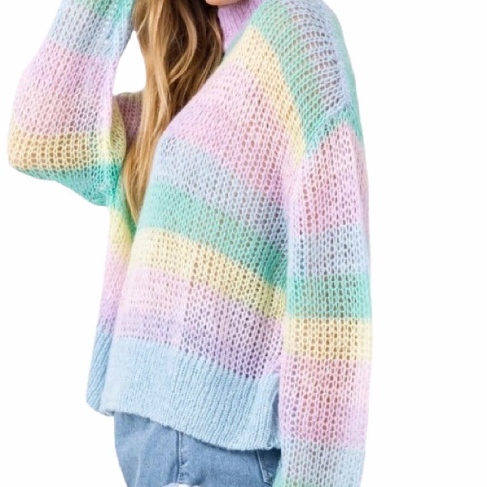 Lazy Oaf pastel rainbow stripe knit jumper sweater